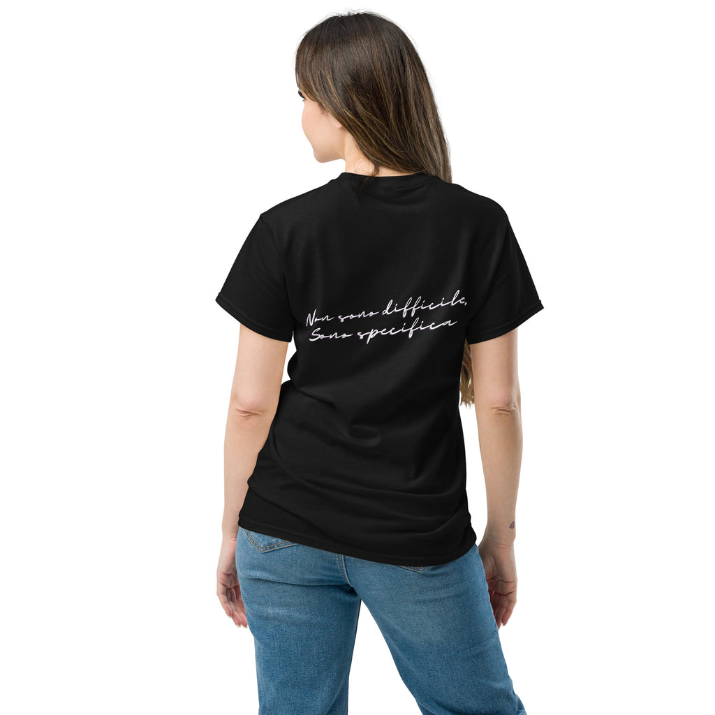 T-shirt Nera Non Sono Difficile Sono Specifica - Lettering Streetwear Eclipse Lab